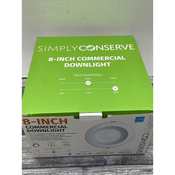 Simply Conserve 1-Light 8” LED Commercial Down Light, Adjustable. {C5}. - Picture 5 of 16